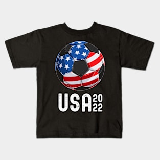 USA Flag American Soccer 2022 Pride Proud Support Squad Kids T-Shirt